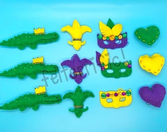 Handmade Felt Mini Mardi Gras Ornaments