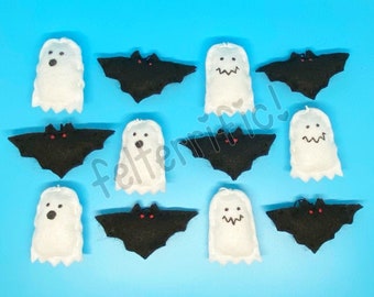 Handmade Felt Mini Halloween Bat Ghost Ornaments