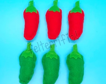 Handmade Felt Chili Pepper Ornaments