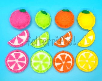 Handmade Felt Mini Citrus Ornaments Lemon Orange Lime