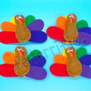 Handmade Felt Mini Turkey Ornaments