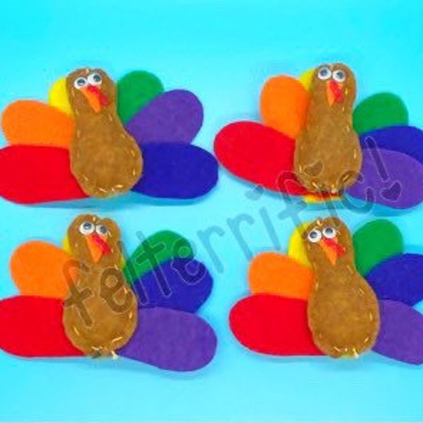 Handmade Felt Mini Turkey Ornaments