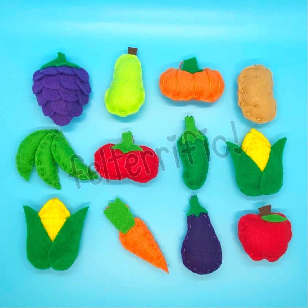 Handmade Felt Fruit and Vegetable Mini Ornament Set Etsy