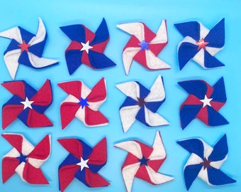 Handmade Felt Patriotic Pinwheel Mini Ornaments