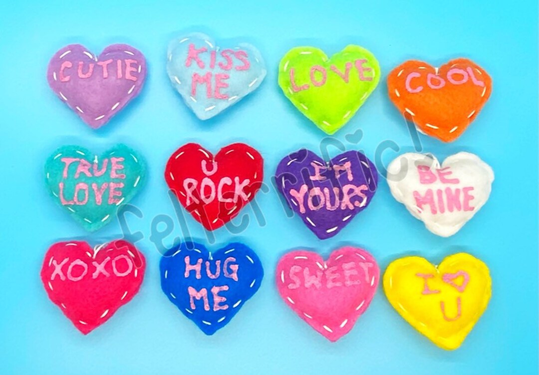 Handmade Mini Felt Conversation Heart Ornaments Etsy