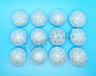Handmade Felt Mini Embroidered Snowflake Ornaments
