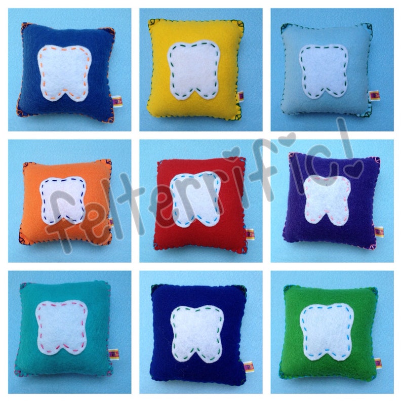 Handmade Felt Tooth Fairy Pillow Square Boy or Girl image 1