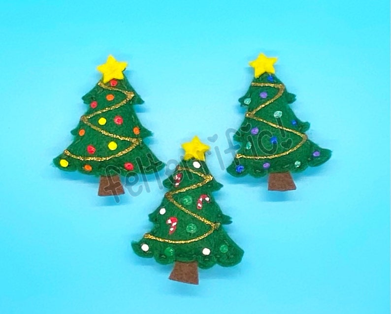 Handmade Felt Mini Christmas Tree Ornaments image 2