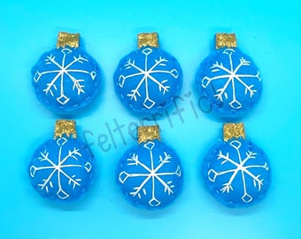 Handmade Felt Embroidered Mini Snowflake Christmas Bulb Ornaments
