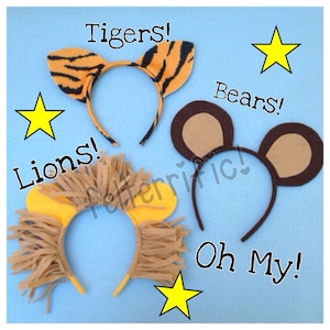 Handmade Animal Ear Headband Lion Tiger or Bear