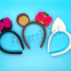 DOLL SIZE Animal Ear Headbands Fits Most 18 Dolls Cat Mouse Fox Tiger image 1