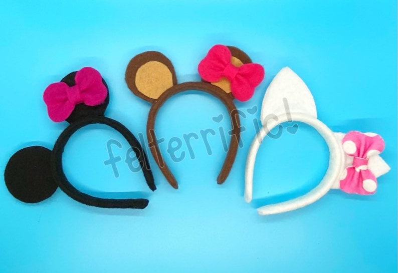 DOLL SIZE Animal Ear Headbands Fits Most 18 Dolls Cat Mouse Fox Tiger image 1