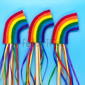 Handmade Felt Rainbow Fairy Princess Wand Pick a party pack 1-4 wands