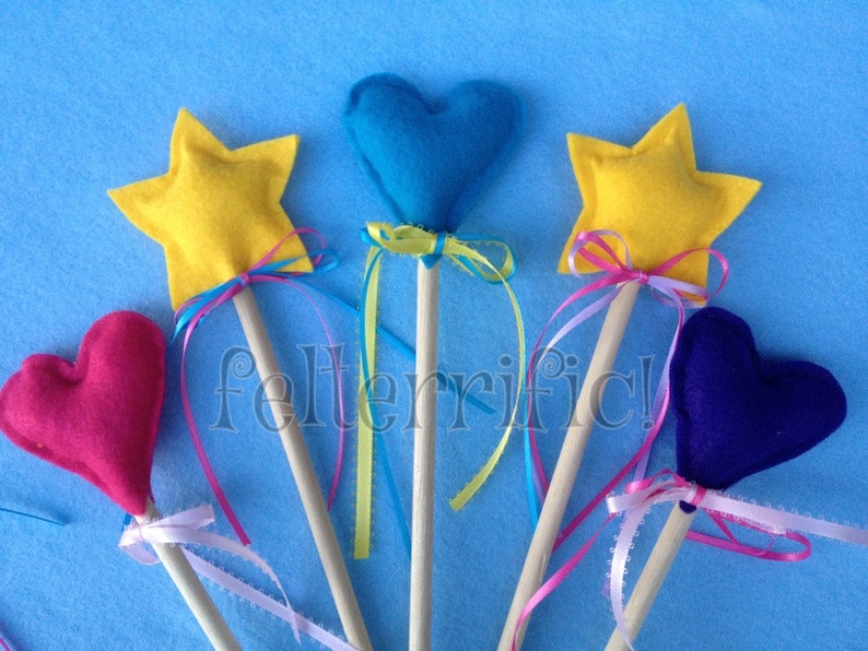 One Felt Fairy Princess Wand Star or Heart image 1