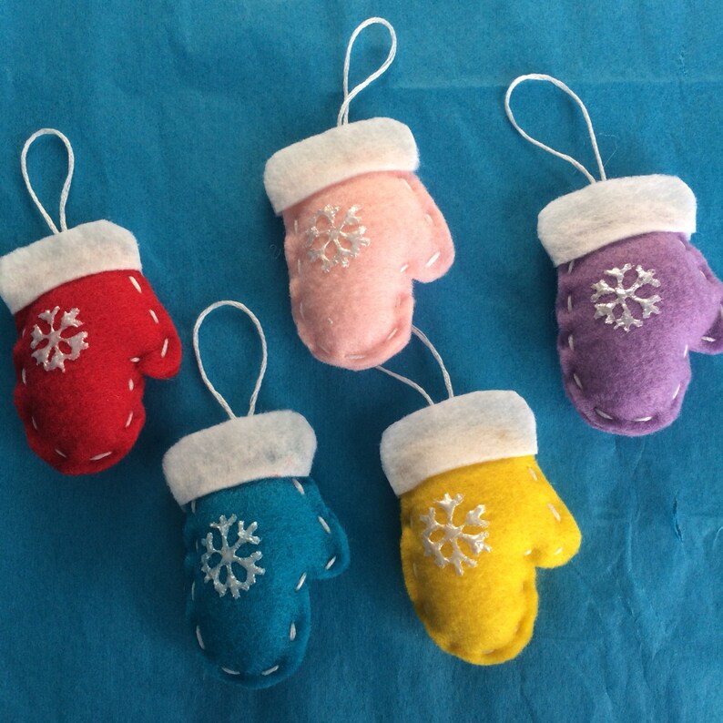 Handmade Felt Mini Mitten Ornaments Choose 6 12 18 or 24 Etsy