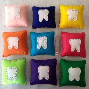 Handmade Felt Tooth Fairy Pillow Square Boy or Girl image 3