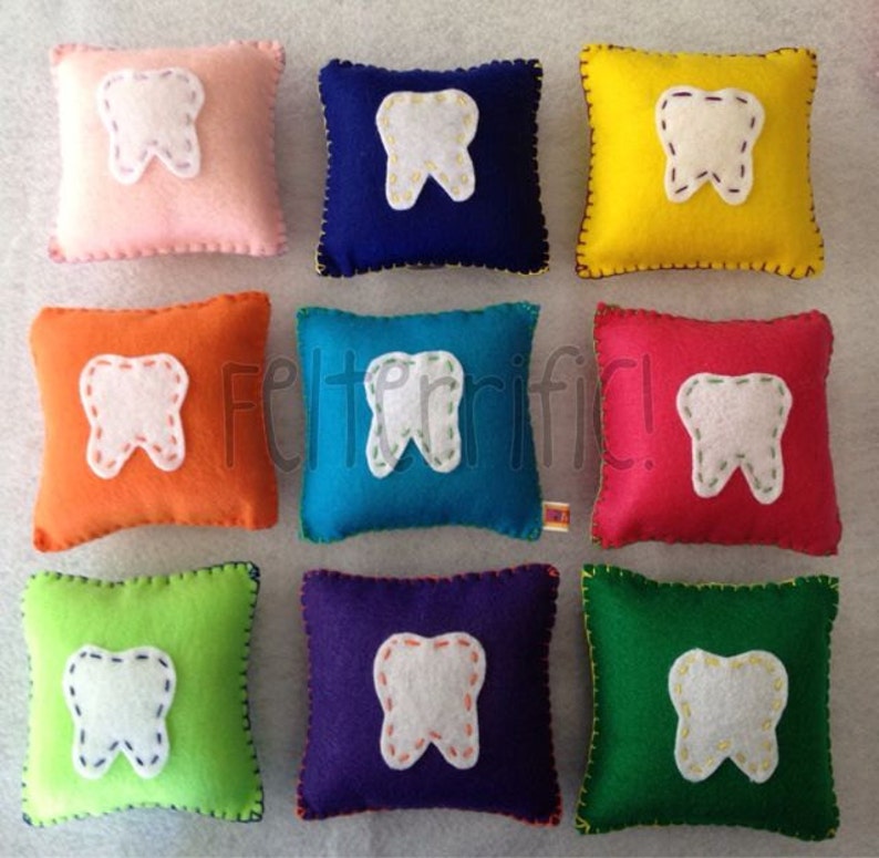 Handmade Felt Tooth Fairy Pillow Square Boy or Girl image 3