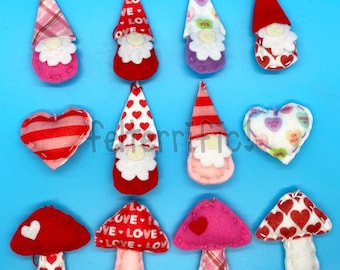 Handmade Mini Felt Valentine's Day Gnome Ornaments