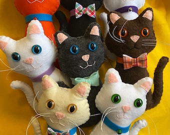 Adopt-a-Cat Handmade Felt Stuffed Cat Ready To Ship