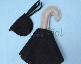 Handmade Felt Play Pirate Hook and Eye Patch