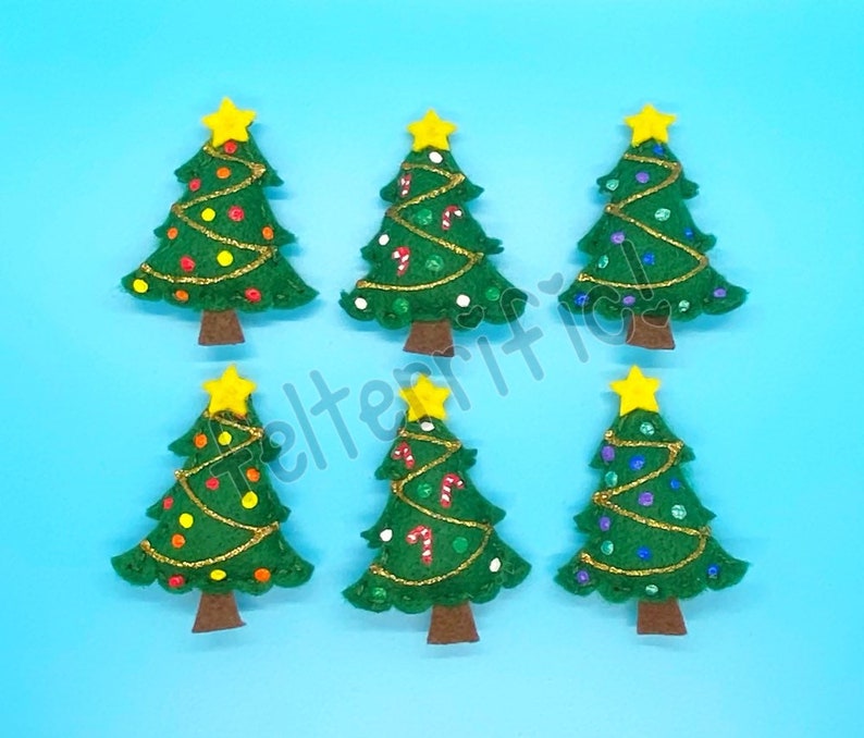 Handmade Felt Mini Christmas Tree Ornaments image 1