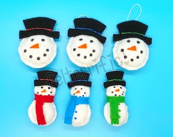 Handmade Mini Felt Snowman Ornaments