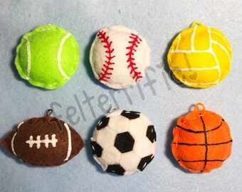 1 Dozen Handmade Felt Mini Sports Ball Ornaments