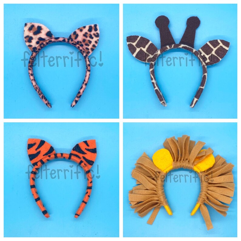 DOLL SIZE Animal Ear Headbands Fits Most 18 Dolls Cat Mouse Fox Tiger image 6