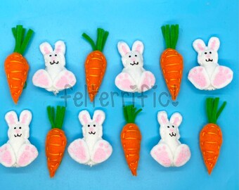 Handmade Mini Felt Easter Bunny and Carrot Ornaments