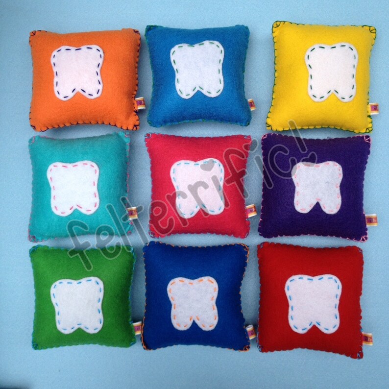 Handmade Felt Tooth Fairy Pillow Square Boy or Girl image 4