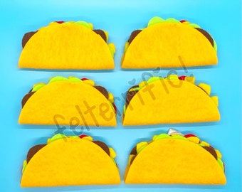 Set of 6 Handmade Felt Taco Ornaments