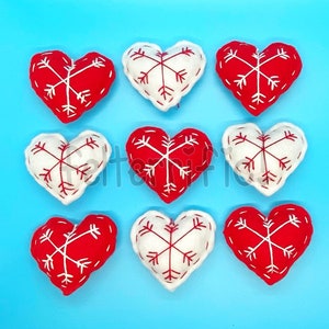 Handmade Felt Mini Heart Snowflake Ornaments