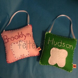 Handmade Felt Embroidered Name Tooth Fairy Pillow Boy or Girl image 6