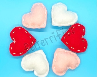 Handmade Mini Felt Heart Ornaments Choose your quantity 6, 12, 18, or 24