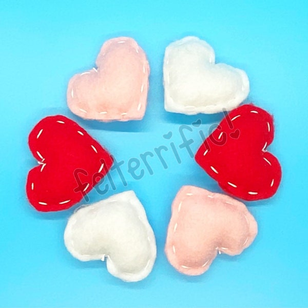 Handmade Mini Felt Heart Ornaments Choose your quantity 6, 12, 18, or 24