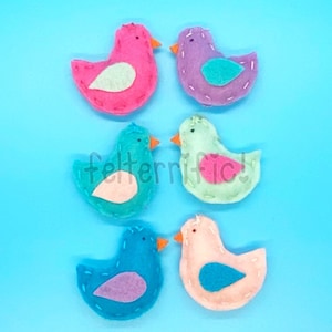 Handmade Felt Mini Bird Ornaments Choose 6 or 12 pieces image 1