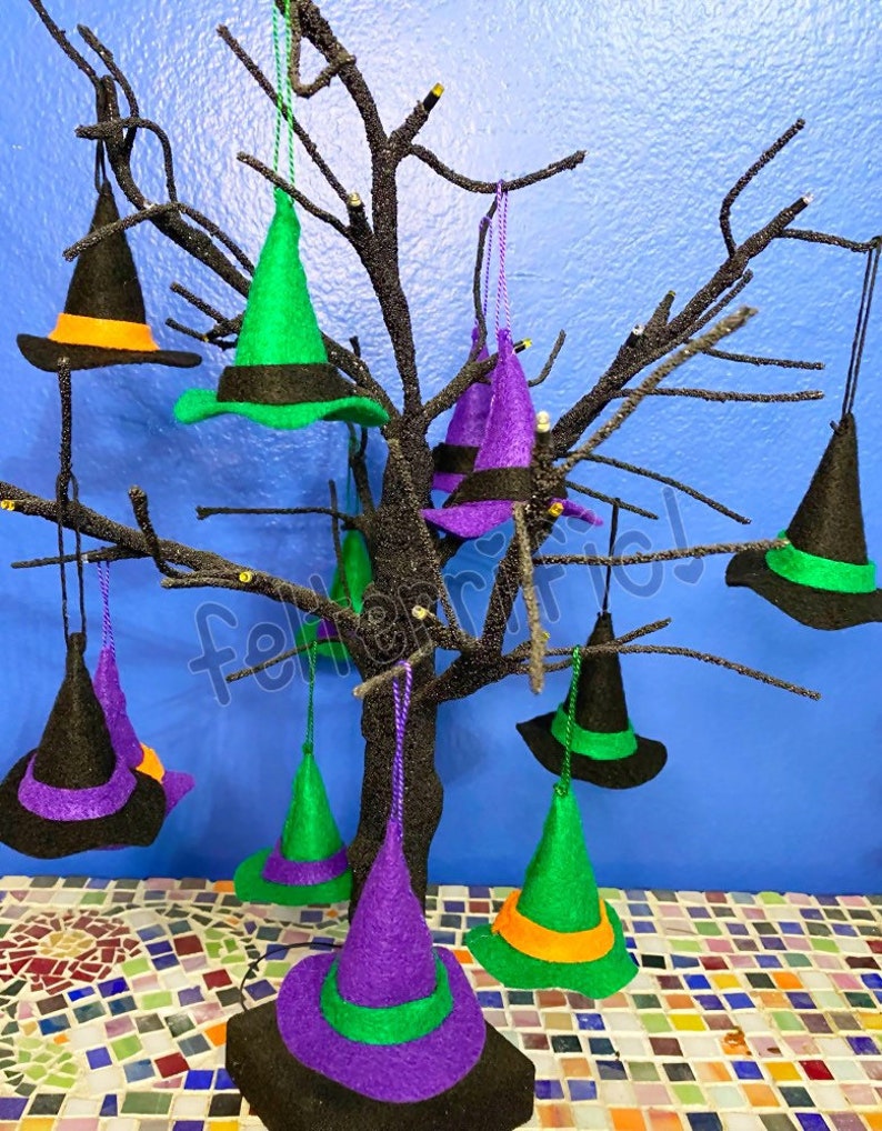 Handmade Felt Witch Hat Mini Ornaments image 3