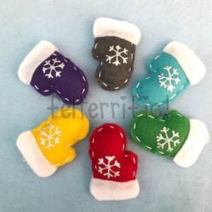 Handmade Felt Mini Mitten Ornaments Choose 6 12 18 or 24 pieces image 4