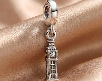 Big Ben Dangle Charm, London Landmark Pendant, Travel & Architecture Charm Bead, Compatible with Pandora Bracelet, Gift for Her
