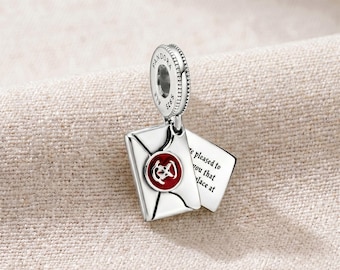 Hogwarts Acceptance Letter Dangle Charm,925 Sterling Silver Charm, Secret Message Pendant, Compatible with Pandora Bracelets, Gift for Her