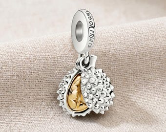 Durian Charm, Tropical Fruit Dangle Charm, Exotic Fruit Pendant, Food Lover Bead, Compatible with Pandora Bracelets, Unique Gift for Her