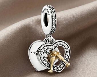925 Sterling Silver Heart Dangle Charm, Romantic Couple Legs Heart Pendant, CZ Love Charm, Compatible with Pandora Bracelets, Gift for Her