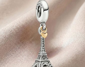 Eiffel Tower Dangle Charm, Paris Travel Charm, French Landmark Pendant, Romantic Love, Compatible with Pandora Bracelets, Paris Lover Gift
