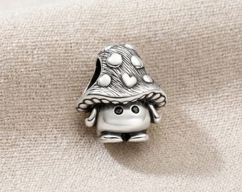 Mushroom Charm, Cute Woodland Mushroom Bead, Fantasy Forest Charm, Nature Lover Gift, Compatible with Pandora Bracelets