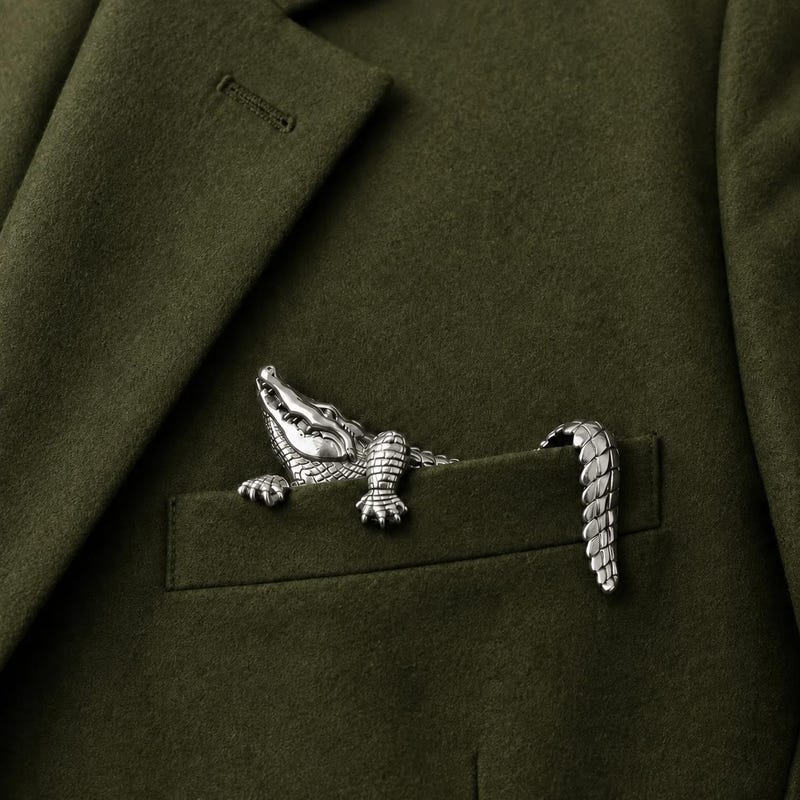 Square Raja Pin Mens Lapel Pin Alligator - Etsy