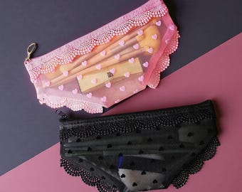 Lustige dreieckige Spitzennetz Unterwäsche, Schminktasche, Anhänger Zubehör