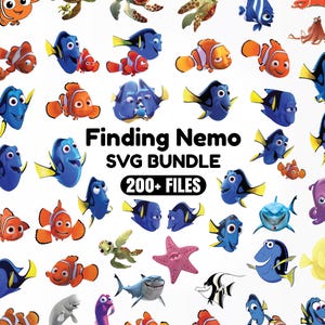 Nemo SVG, Nemo PNG Clipart Bundle, Nemo Digital Papers, Fish Clipart for Nemo Birthday, Nemo Cake Topper, Finding Nemo PNG Clipart Bundle