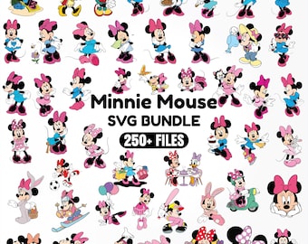 Minnie Mouse SVG Bundle, Princess Svg, Minnie Mouse Birthday, Minnie Mouse Clubhouse, Minnie Head Svg, Instant Downlaod