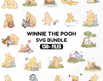 Classic Winnie The Pooh PNG Clipart Bundle, Boy Birthday , Vintage Pooh Baby Shower, Instant Digital Download