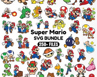 Super Mario SVG Bundle for Cricut and Sublimation, Mario Cut Files, Mario Clipart, Super Mario Font, Mario PNG, Mario Family Svg,Layered Svg